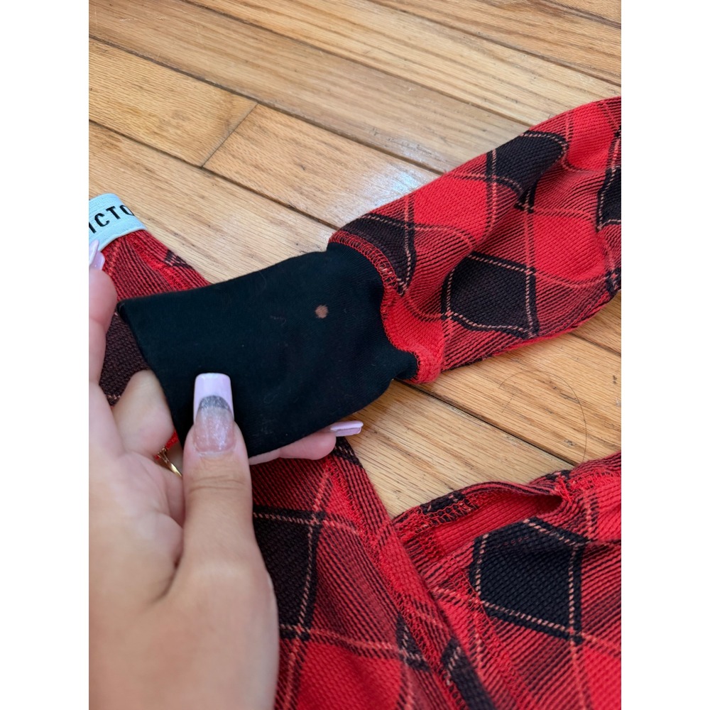 Victoria's Secret Red Black Buffalo Plaid Pajama Set Logo Waistband - Picture 6 of 9